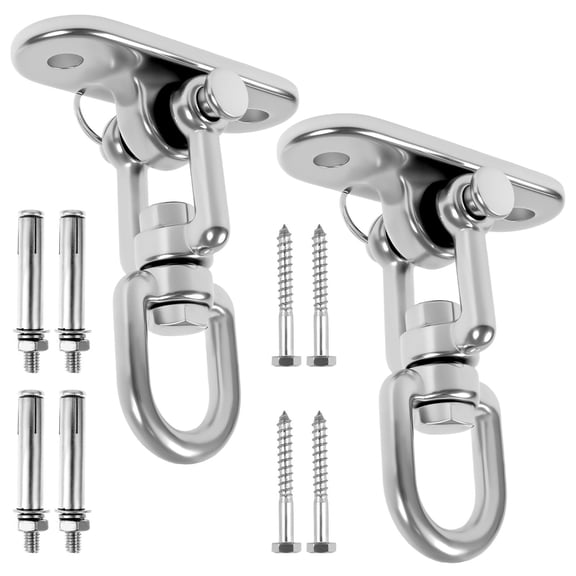 AEVXKHI 2 Pack Ceiling Swing Mount, Stainless Steel 360° Swing Hangers, Free Swivel Swing Hooks for Yoga Swing, Indoor Outdoor Swing Set, Porch Swing Hanger Hook