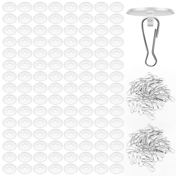 AEVXKHI 200PCS Self Adhesive Ceiling Hooks, No Drill Sticky Ceiling Hooks, Damage Free Ceiling Hanging Hooks, Ceiling Hangers for Hanging Bathroom Office Decorations