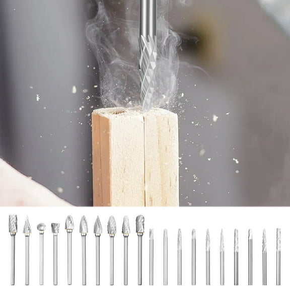 AEVXKHI 20PCS Carbide Burr Set, Tungsten Steel Die Grinder Bits, Efficient Rotary Burr Set, Wood Carving Burr Set for Wood and Metal Carving Engraving Polishing