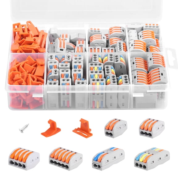 AEVXKHI 227PCS Lever Wire Connectors Nuts Splicing Kit, 28-12AWG Inline Electrical Terminal 2 3 4 5 Port Assortment Quick Disconnect Push in Wire Connectors, Electrical Insulated Terminals
