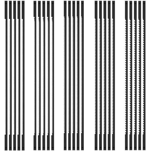 AEVXKHI 25Pcs Scroll Saw Blade Set 6-1/2inch High Carbon Steel Wood Cutting Saw Blades Kit Clean Cut Coping Saw Blades Wood Cutting Scroll Saw Blade Replacement Pin End Saw Blade