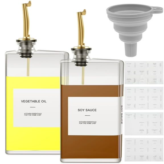 AEVXKHI 2PCS 500ml Rectangular Olive Oil Dispenser, Glass Bottle Transparent Large Capacity Dispenser Bottle, Well Sealed Container, Convenient Sorting Dispenser Bottle for Soya Sauce Vinegar