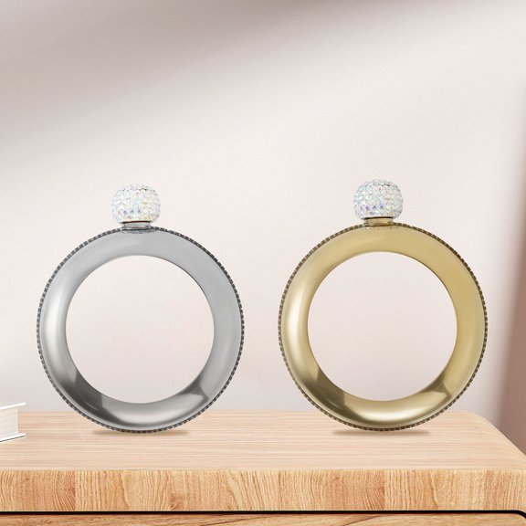 AEVXKHI 2PCS Bracelet Flask Bangle, 3.5 oz Wine Bracelet Flask 304 Stainless Steel Bangle Flask with Rhinestones Lid, Creative Bracelet Flask Decorative for Women Girls Parties