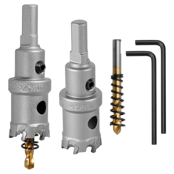 AEVXKHI 2PCS TCT Hole Cutter with Hex Wrench, Heavy Duty Hole Saw with Spring Loaded Pilot Drill Bit for Stainless Steel High Alloy Steel