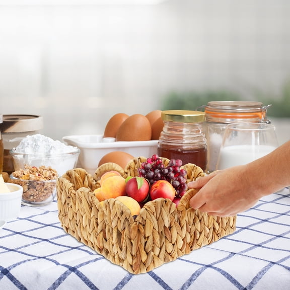 AEVXKHI 2PCS Woven Storage Basket, Robust Handwoven Storage Basket with Handle, Load Capacity Woven Storage Basket, Handwoven Storage Basket Suitable for Home