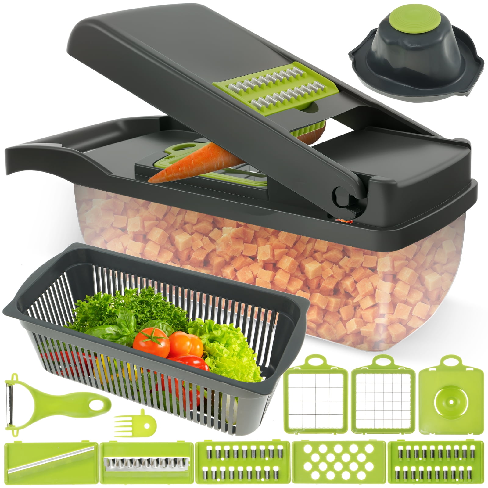 AEVXKHI 2Sets Vegetable Chopper Set with Replaceable Stainless Steel ...