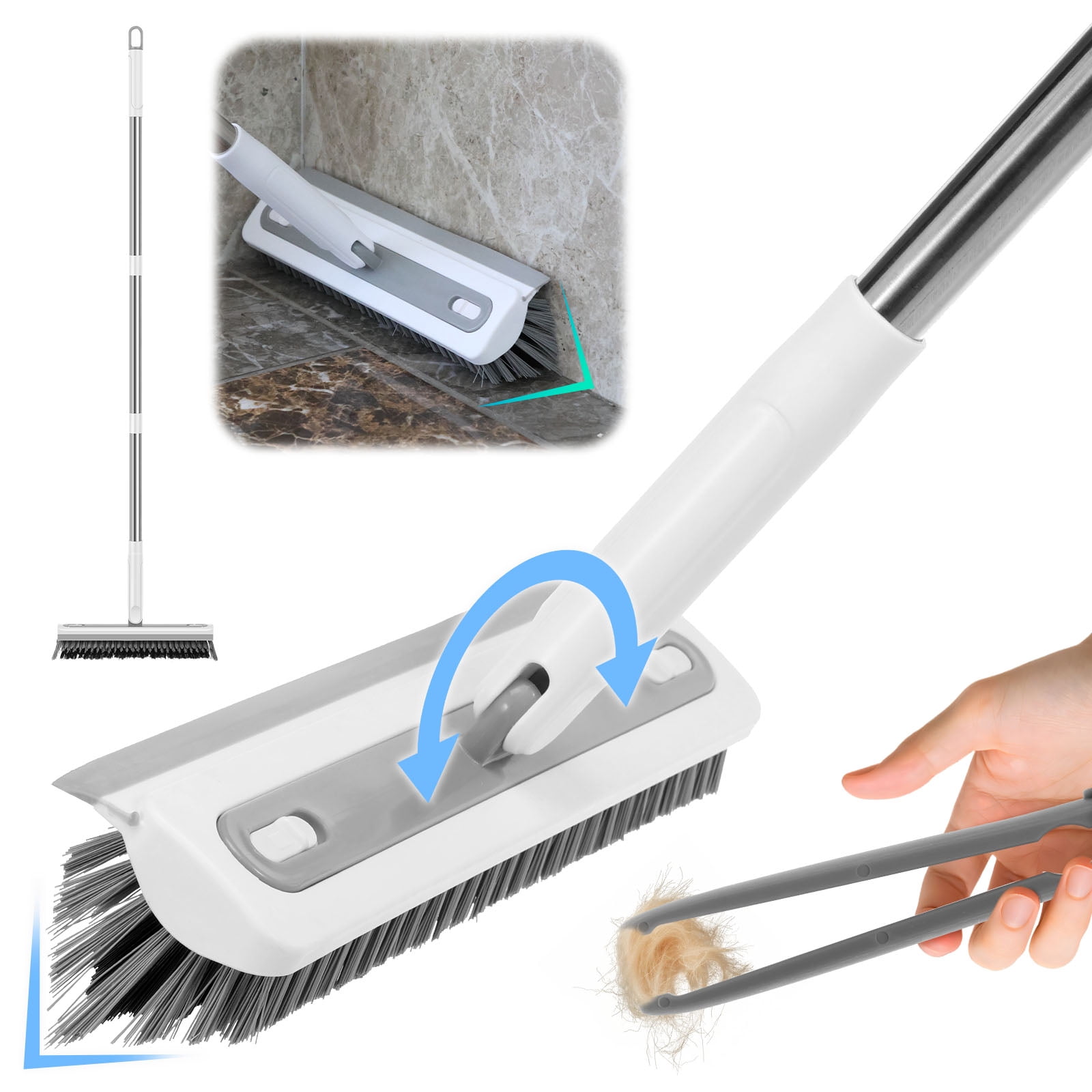 AEVXKHI 3 in 1 Floor Scrub Brush, Professional Swivel Grout Cleaner ...