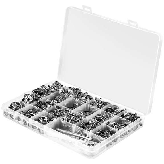 AEVXKHI 323PCS Canvas Snap Fastener Tool Kit, Snap Button Tool with Punch, Marine Grade Stainless Steel Screw Snaps, Boat Cover Snaps, Carpet Snap Kit with Setting Tool for Boat Cover Furniture