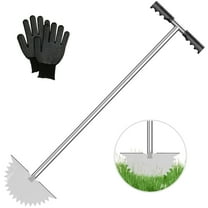 AEVXKHI 37inch Long Handle Garden Lawn Edger Tool, Lawn Edger Manual Half Moon Edging Shovel, Stainless Steel Lawn Edge Cutter with Serrated Blades Gloves for Garden Beds Sidewalk Flower Bed Groove