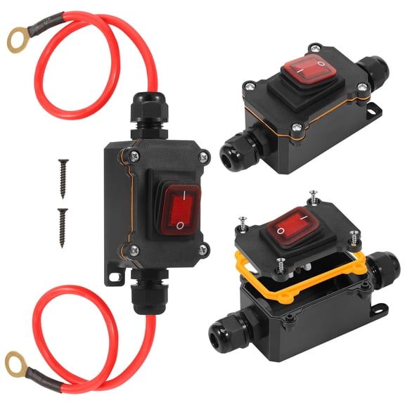 AEVXKHI 3PCS 12V Inline Cord Switch, Dual Side Wiring Switchs with Red Indicator Light, IP67 Waterproof Latching Rocker Switch for Automotive Marine Outdoor