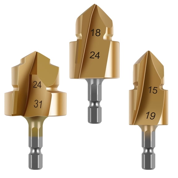 AEVXKHI 3PCS 20/25/32mm PPR Lifting Stepped Drill Bit Set, HSS Pipe Reaming Drill Bit, Multifunctional Water Pipe Hole Expansion Drill Replacement, Plumbing Expansion Drill