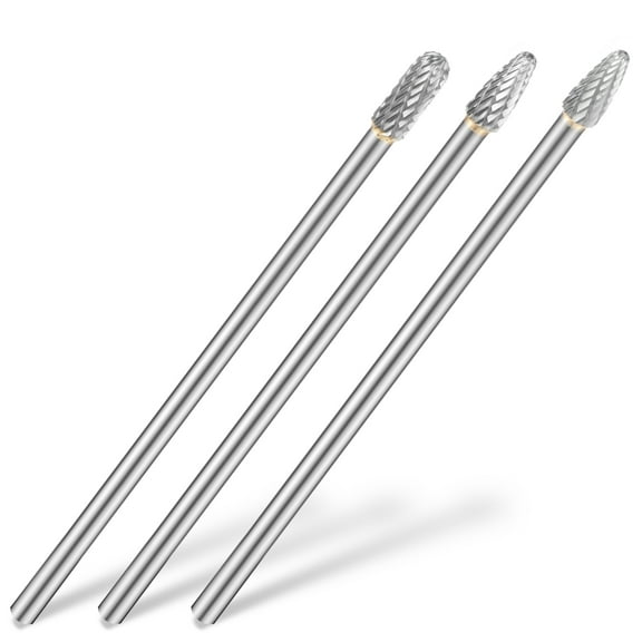 AEVXKHI 3PCS Long Carbide Rotary Burr Set, Total Length 150mm Die Grinder Bit, Long Shank Carbide Burr Bit for Woodworking Metal Carving Engraving Polishing