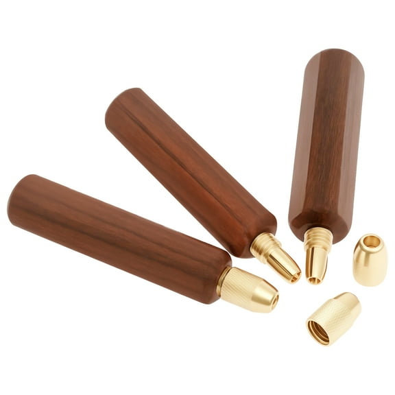 AEVXKHI 3PCS Wooden File Handle with Brass Collet Chuck Ergonomic Diamond Needle File Handle for Woodworking Metal Joinery