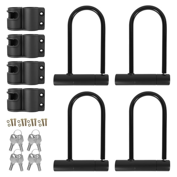 AEVXKHI 4 Sets Bike U-Locks, Heavy Duty Anti Theft Secure Locks, High Security Bike U Lock with Keys and Mounting Bracket, for Electric Scooters, Mountain Bikes, Road Bicycles, Doors, Fences