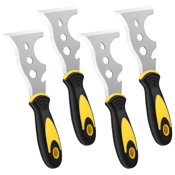 AEVXKHI 4PCS 12-In-1 Paint Scraper Tool, Multi-Use Tough Scraper, Paint Scrapers for Wood, Putty Knife for Painting, Caulk Remover Tool, Spackle Tool, Putty Scraper, Metal Painters Knife Scraper