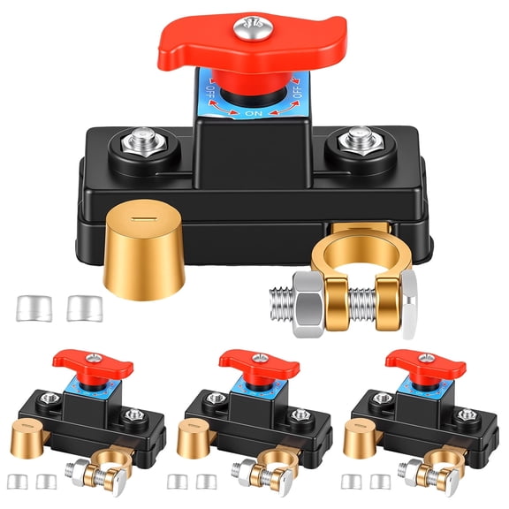 AEVXKHI 4PCS Car Battery Cut Off Switch, 12V-24V Car Battery Power Cut Off Switch Breaker, Pure Copper Battery Disconnect Switch, Manual Rotary Battery Shut Off Switch for Car Truck Boat Rv Supplies