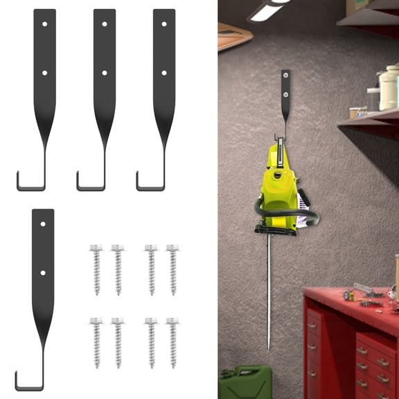 AEVXKHI 4PCS Chainsaw Wall Mounted Holder with Screws, Steel Chainsaw Hanger Load Capacity 110lbs String Trimmer Storage Hook String Trimmer Hanger for Garage Wall