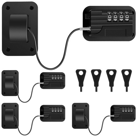 AEVXKHI 4PCS Refrigerator Locks, Child Proof Fridge Lock with Password, Self Adhesive Cabinet Locks, Drill-Free Refrigerator Door Lock, Safety Freezer Lock for Refrigerator Cabinets Drawers Window