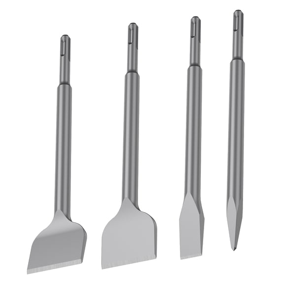 AEVXKHI 4PCS SDS Plus Chisel Set, Tile Chisel Bits Kit, Chromium Vanadium Steel Pointed and Flat Bit for Stone Concrete Brick Rust