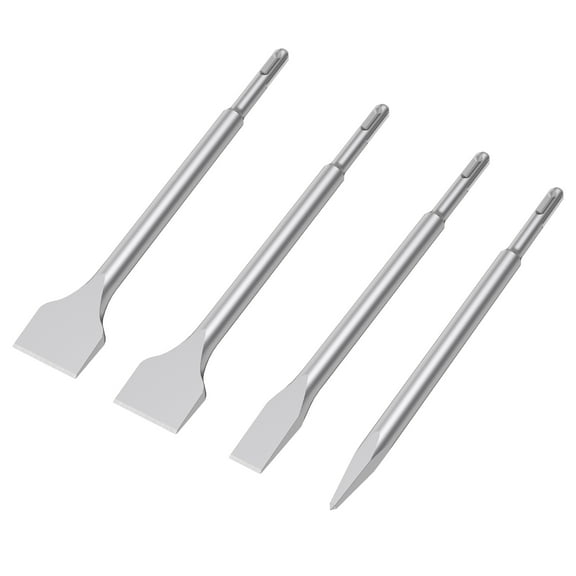 AEVXKHI 4PCS SDS Plus Chisel Set, Tile Removal Chisel Bits Kit, 250mm Long Flat Bit Wear Resistant Steel for Cement Concrete Brick Wall
