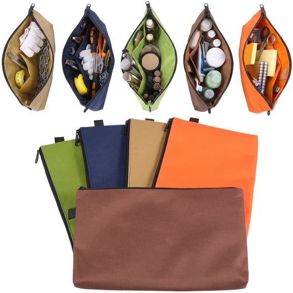 AEVXKHI 5 Pack Tool Pouch Zipper Bag, Small Tool Bag, Multipurpose Storage Pouch, Heavy Duty Flat Bottom Utility Organizer with Zipper (5 Pack Large 12 inch)