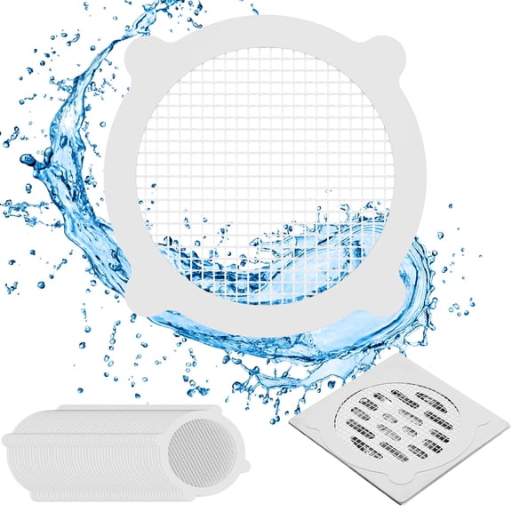 AEVXKHI 50PCS Glass Fiber Hair Drainage Stickers for Bathroom Toilet, Self Adhesive Floor Drain Stickers, Drain Hair Catcher Stickers for Metal Tile Plastic Surface