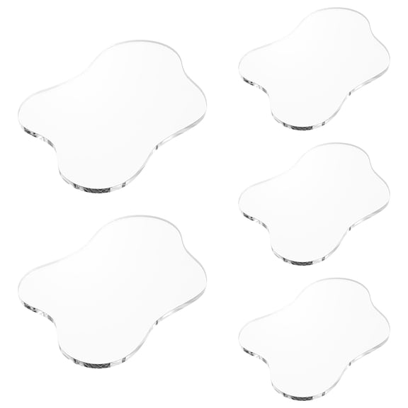 AEVXKHI 5PCS Acrylic Cup Mat, Clear Cup Pad, Irregular Cup Mat Cloud Shape Cup Pad, Decorative Cup Mat Desk Cup Pad, for Tabletop Protection and Accessories Display