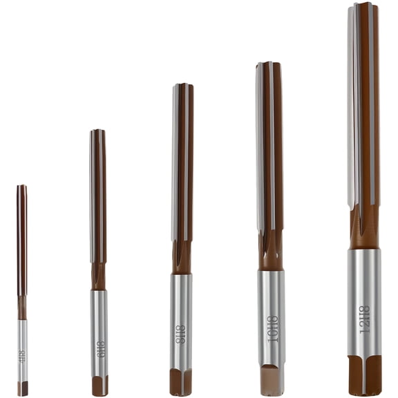 AEVXKHI 5PCS Hand Reamers Set, Chucking Machine Cutter Milling Reamer Kits, 4mm 6mm 8mm 10mm 12mm H8 Accuracy Alloy Tool Steel 6 Flutes Straight Shank Milling Cutter Tool, for Metal Wood Hole Reaming