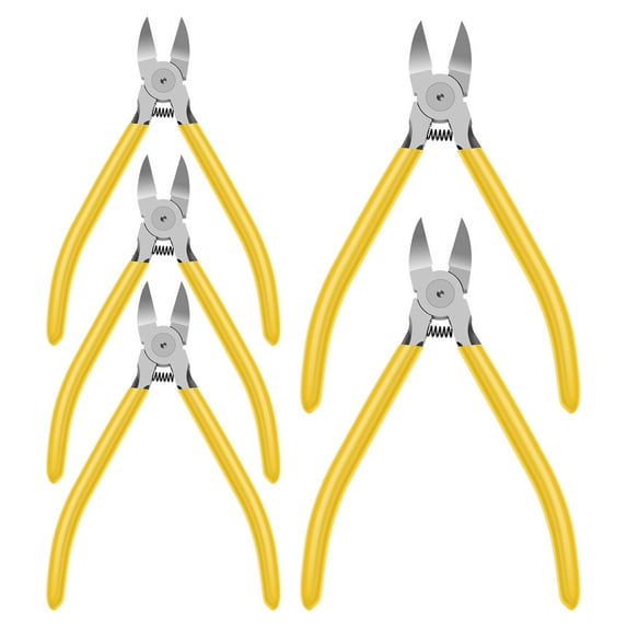 AEVXKHI 5Pcs Diagonal Cutting Pliers 6 Inch Carbon Steel Professional Wire Cutting Hand Pliers with Ergonomic Handle for Cable Ties Plastic