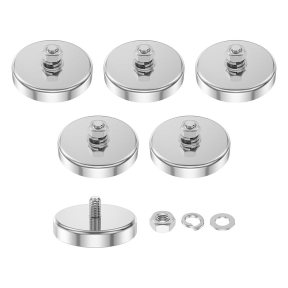AEVXKHI 6 Pieces Neodymium Round Magnet with M6 Male Thread Bolts, 150lb Pulling Force Magnetic Mount Heavy Duty Magnets for LED Lighting Camera Tools and Others Equipments