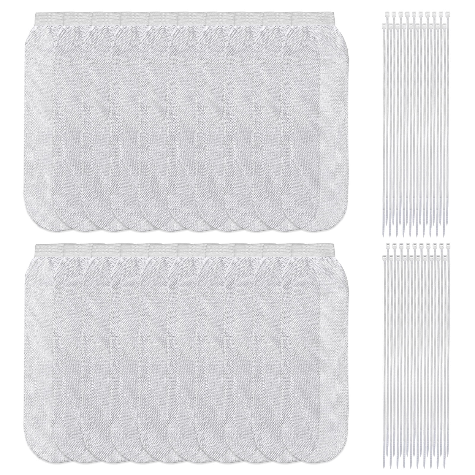 AEVXKHI 60-Piece Lint Trap and Cable Ties Set for Washing Machine, Includes 20 Nylon Mesh Lint Traps and 40 Cable Ties, Easy and Effective Lint Filtration