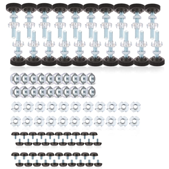 AEVXKHI 60PCS Adjustable Furniture Feet Screw on Furniture Feet Height Adjusters Rustproof Table Leg Levelers with Nuts for Cabinet Wardrobe Shelves