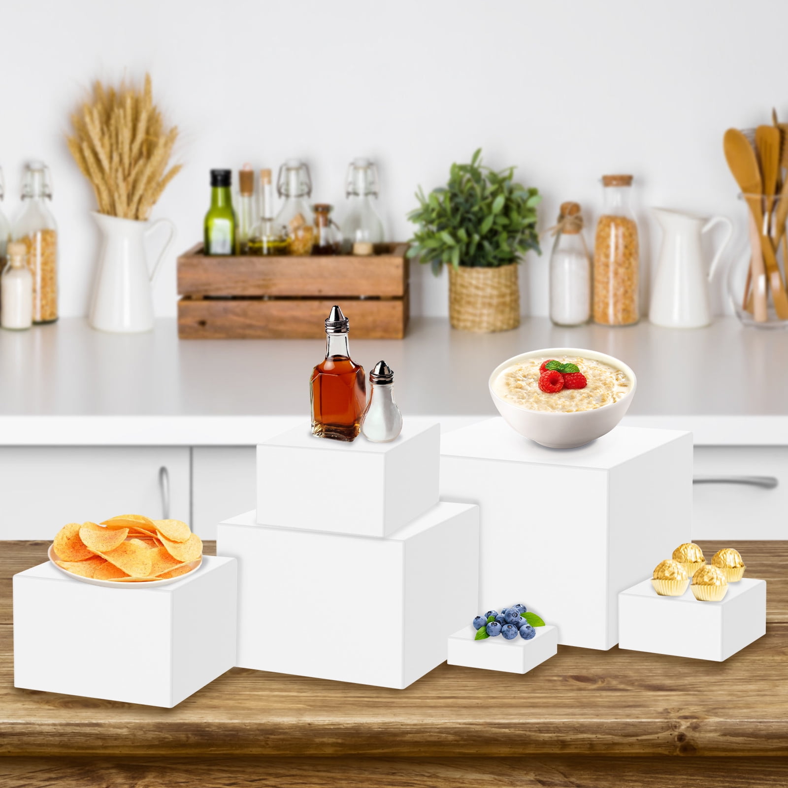 AEVXKHI 6PCS Acrylic Box with Hollow Bottom, 6 Different Sizes Buffet ...