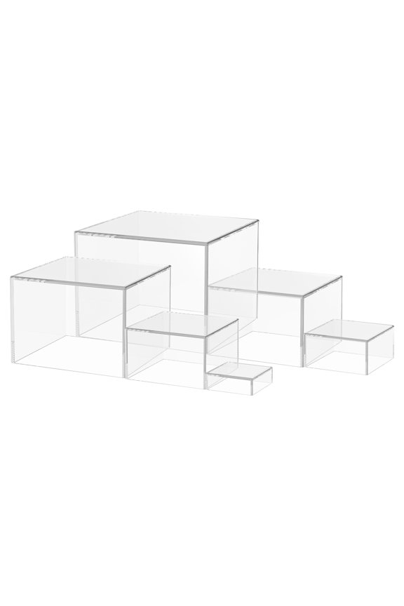 6PCS Acrylic Box with Hollow Bottom, Stackable 6 Different Sizes Buffet Risers Stands, Food Display Stand Risers for Party Buffet Table