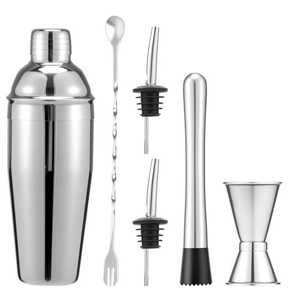 AEVXKHI 6PCS Cocktail Shaker Set, 304 Stainless Steel Bar Set, Cocktail Shaker Set, Rustproof Cocktail Shaker Kit, Shaker Set Bartender Kit for Cocktails