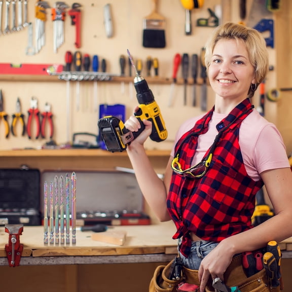 AEVXKHI 6PCS Eccentric Drill Bits with 1/4" Hex Shank, 6+6+8+8+10+12mm for Tile Glass Quartz Porcelain Cement Ceramic Brick Granite Marble Plastic Wood