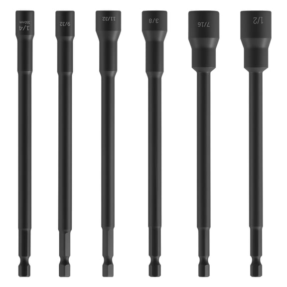AEVXKHI 6PCS Hex Nut Driver Drill Bit with 1/4inch Hex Shank and Magnetic Tip, 150mm Length Bolt Socket for Power Drills