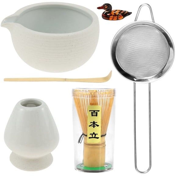 AEVXKHI 6PCS Matcha Whisk Set, Ceramic Matcha Bowl with Strainer Tea Rattle Stand, 530ml Matcha Bowl Thoughtful Spout Design, Suitable for Matcha Lovers