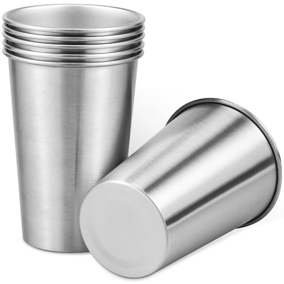 AEVXKHI 6PCS Stainless Steel Cups for Kids, Stackable Metal Drinking Cups, Reusable Camping Cups, Beer Pint Cups for Home Gathering Party Traveling Outdoor