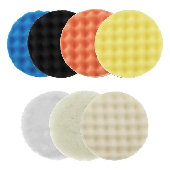 AEVXKHI 7PCS Buffing Polishing Pads, 6"/150mm Waffle Foam Buffing Pads, Polishing Pads Wool Pad Kit for 6Inch Backing Plate Car Polisher Boat Compounding, Polishing and Waxing