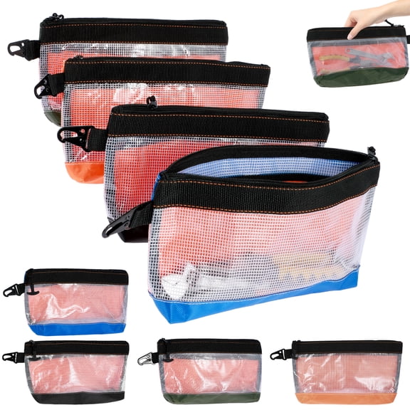 AEVXKHI 8 Pack Clear Tool Pouch, Small Utility Pouch with Zipper, Multi Purpose Utility Tool Bag 1680D Oxford Cloth Zipper Bag for Tool Organizer and Storage