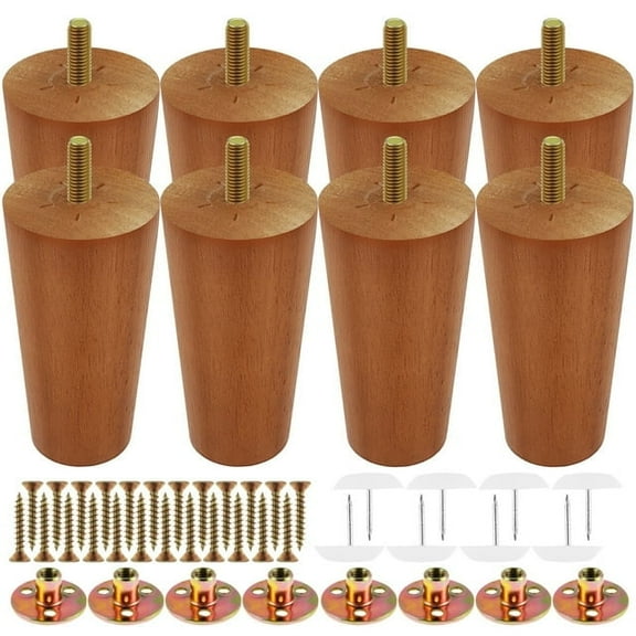 AEVXKHI 8PCS Sturdy Sofa Couch Legs, Multipurpose Wood Furniture Legs, Reliable Cabinet Legs for Cabinet Sofa Couch Dresser Chair Brown