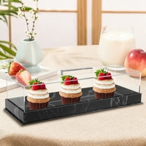 AEVXKHI Acrylic Rectangle Cake Stand Clear Cake Platter, Marbleized Bakery Display Case, Dessert Display Case Cake Tray with Lid, for Countertop Cakes