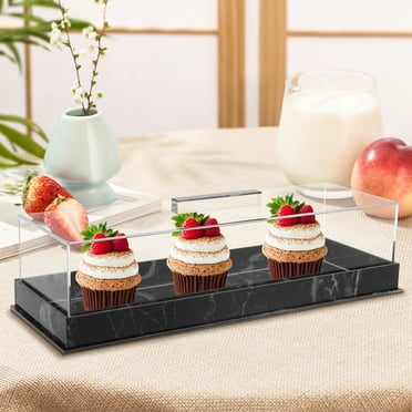 AEVXKHI Acrylic Rectangle Cake Stand Clear Cake Platter, Marbleized Bakery Display Case, Dessert Display Case Cake Tray with Lid, for Countertop Cakes