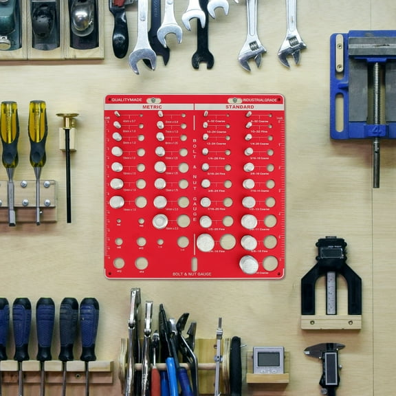 AEVXKHI Aluminum Alloy Bolt Nut Gauge for Workshop Garage 34 Holes Bolt Size Thread Gauge, Multifunctional Nut Bolt Thread Checker with Ruler for Plumbers Machinists Handymen