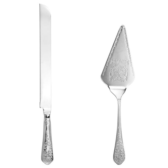 AEVXKHI Cake Knife and Server Set, Versatile Silver Knife and Server Set, Elegant Engraved Cutting Set, Solid Stainless Steel Cake Pie Pastry Servers Kit for Event Uses