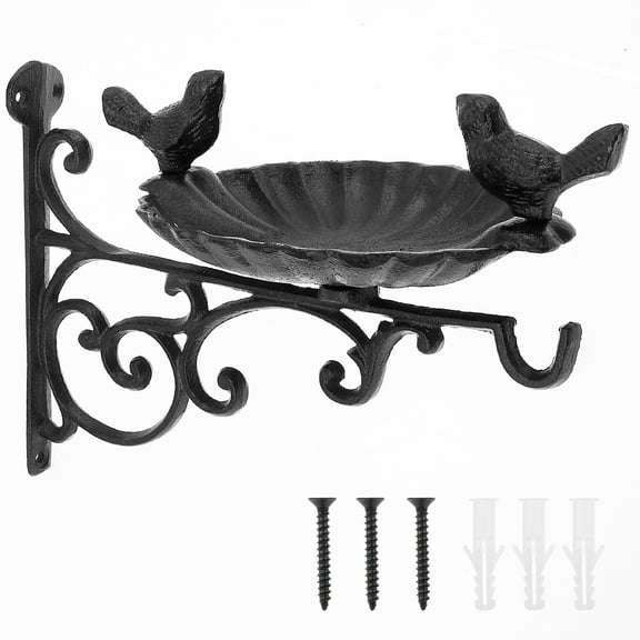 AEVXKHI Cast Iron Bird Feeder, Platform Bird Feeder,Decor Bird Feeder, Solid Wall Mounted Bird Bath Elegant Fence Tree Mount Bird Feeder for Wild Birds