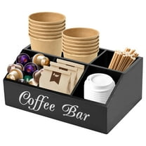 AEVXKHI Coffee Station Organizer, 5 Compartments Coffee Bar Accessories Organizer, Wood Coffee Bar Organizer, Coffee Storage Station Coffee Pods Holder for Countertop Coffee Bar