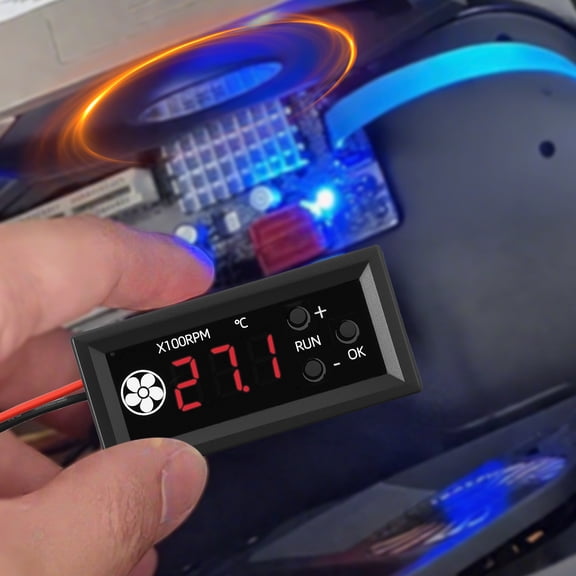 AEVXKHI Fan Temperature Controller, Smart Adjustment Fan Speed Controller, Precise RPM Display Digital Temperature Control Module for DIY