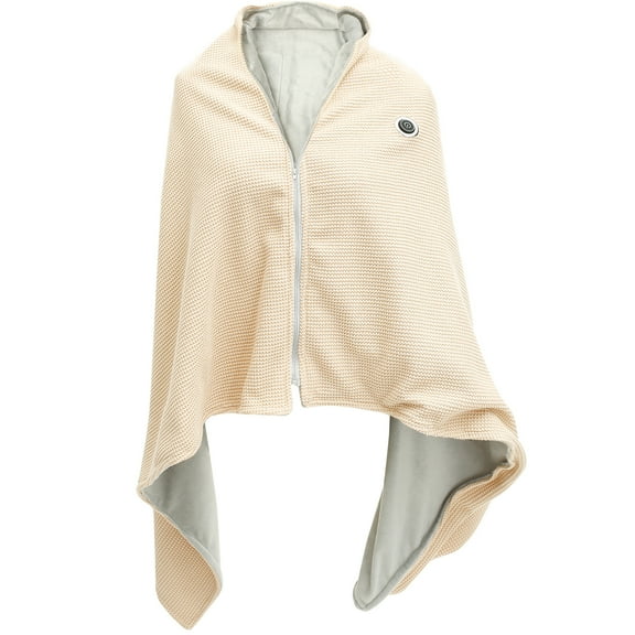 AEVXKHI Heated Shawl Needle, Cotton Electric Heated Blanket Shawl, 3 Temperature Heated Warming Blanket, Soft Zipper Thermal Shawl, Insulated Wrap Portable Heated Shawl Suitable